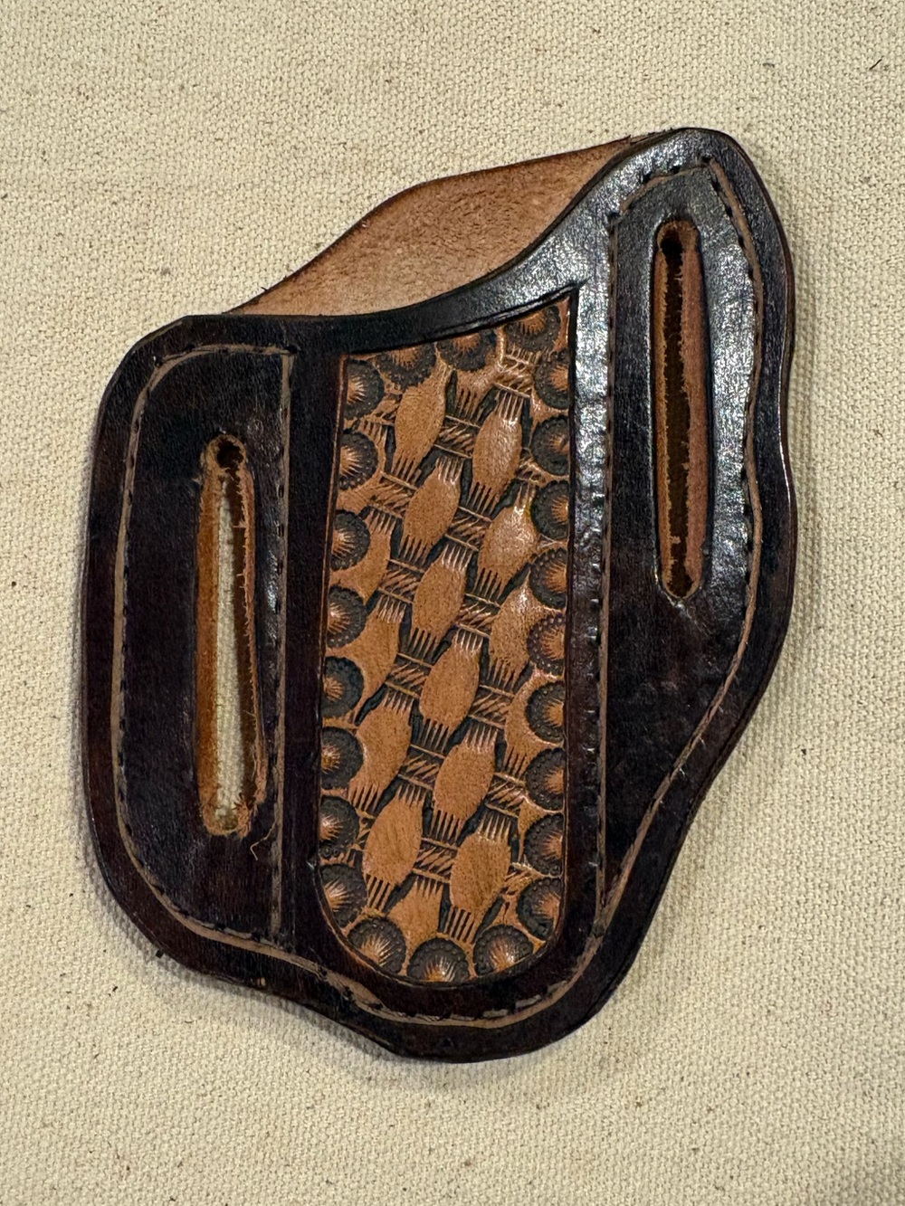 Handcrafted Brown Tooled Leather Belt Holster - Men's Accessory